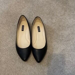 Black Leather Ballet Flats